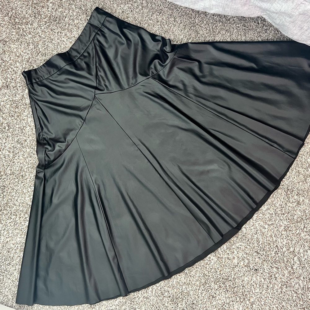 Fit and Flare A-Line Faux Leather Skirt